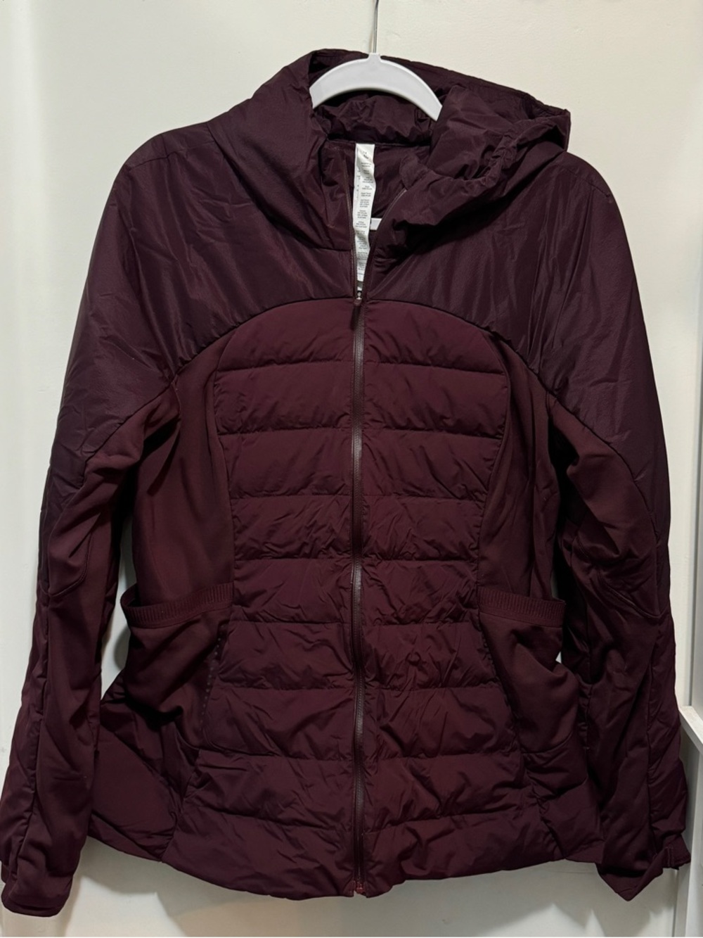 Down For It All Puffy Hooded Jacket Red Merlot Size 14 *flaw*